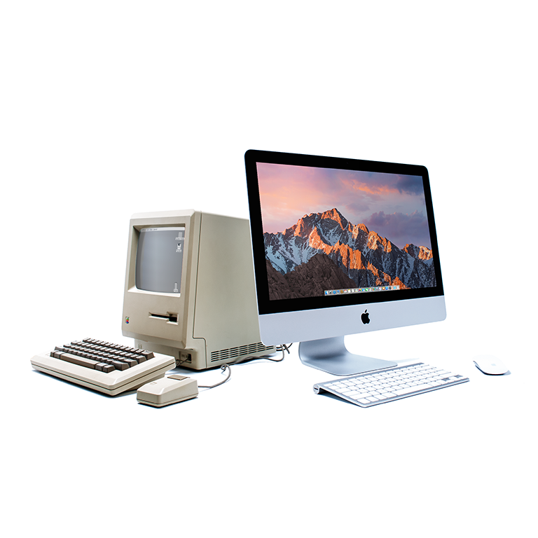 Instagram post of new iMac and Apple II for #TBT